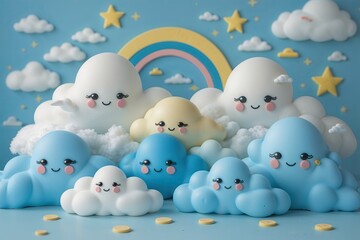 Playful Dreamy Clouds Scene for Adorable Mini Decor