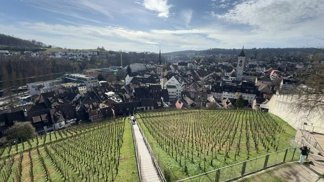 Schaffhausen, Switzerland: Historic city centre of the Swiss city of Schaffhausen, view from thr Munot fortress