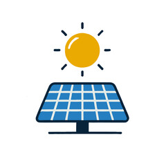 Minimalistic Flat Design Solar Panel with Sun &ndash; Renewable Energy Illustration