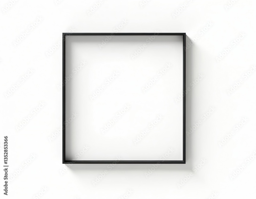 Poster black square shadow effect on white background. transparent frame, rectangle overlay. realistic blur