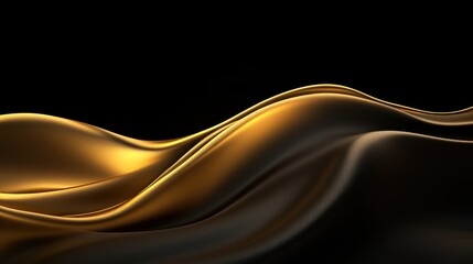 Obraz premium Abstract Gold Waves on Black Background: Luxury, Elegance, and Smoothness