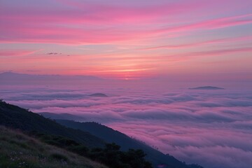 Obraz premium Serene Pink Skies and Breathtaking Sunset Horizons