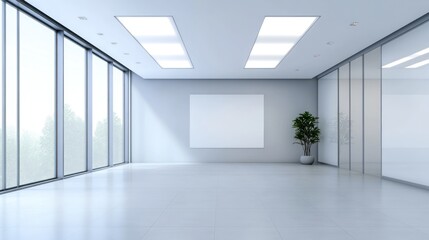 Fototapeta premium Modern Minimalist Office Space: Spacious, Bright, and Ready for Business