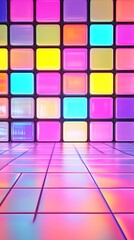Neon square wall room glowing