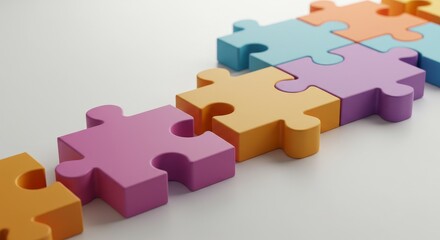 Teamwork Puzzle: Connecting Pieces for Success - Symbolizes collaboration, unity, problem-solving, connection, and achievement through interconnected puzzle pieces