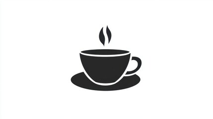 Obraz premium Steaming black coffee cup icon representing break time