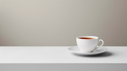minimalist date plate with tea cup on right side, centered space for Ramadan or Eid