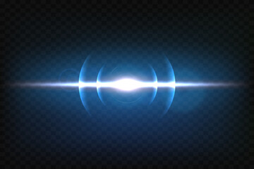 Naklejka premium Shining blue star. Light effect.Blue rays with glare, vector illustration.On a transparent background.