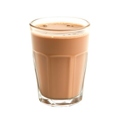 A glass of masala chai, a popular tea beverage made with milk, spices, and a rich, creamy texture. Perfect for a warm, comforting drink on a cool day.