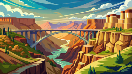 Vintage Royal Gorge Bridge View: Breathtaking Canyon Vista from Above