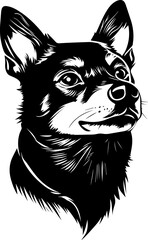 A clean and detailed silhouette of a dog's head, showcasing its distinct ears, snout, and facial structure. Ideal for pet logos, animal-themed designs, veterinary graphics