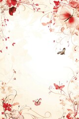 Decorative floral and butterfly illustration against a soft beige background