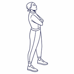 A minimalistic vector illustration of a simple humanoid figure standing upright with arms at its sides