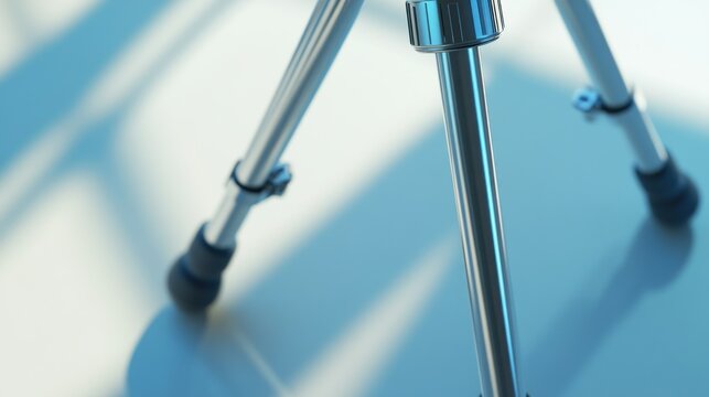 CloseUp of a Modern Tripod with Adjustable Legs and Stable Base for Photography and Videograph