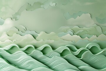 Seafoam Green Backdrop with Elegant Wave Patterns for Creative Art Projects