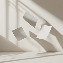 blank floating business cards