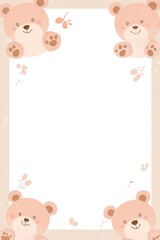 Adorable illustration features a teddy bear design on a blank border