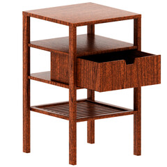 3d render wooden bedside table with transparent background