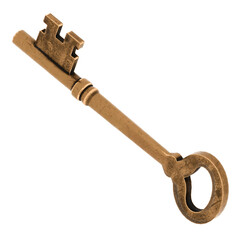 3d render antique key with transparent background