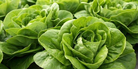 Obraz premium Close-Up of Fresh Green Lettuce Leaves