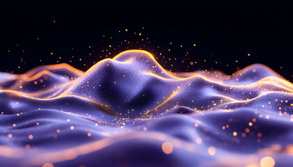 Fototapeta premium Abstract digital landscape of glowing particles