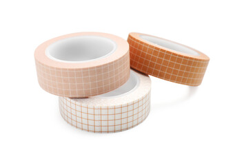 Decorative craft tapes isolated on white. School supply