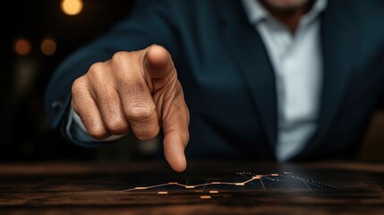 Businessman Interacting with Futuristic Digital Graph Interface