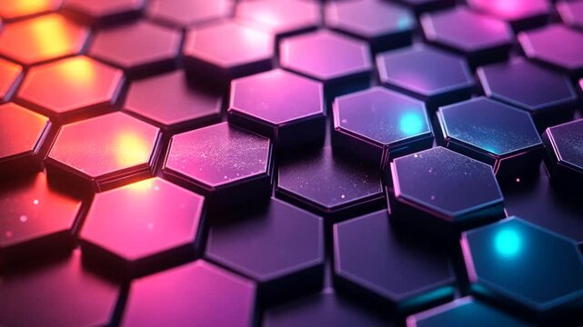 Abstract hexagonal tech background; glowing shapes