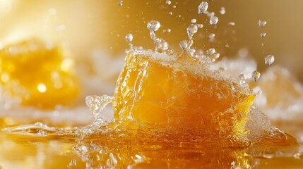 Golden Honey Splash Closeup