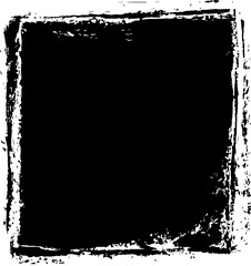 Black square texture mask with a distressed border, ideal for graphic design and photo editing overlays.