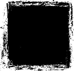 Black square texture mask with a distressed border, ideal for graphic design and photo editing overlays.