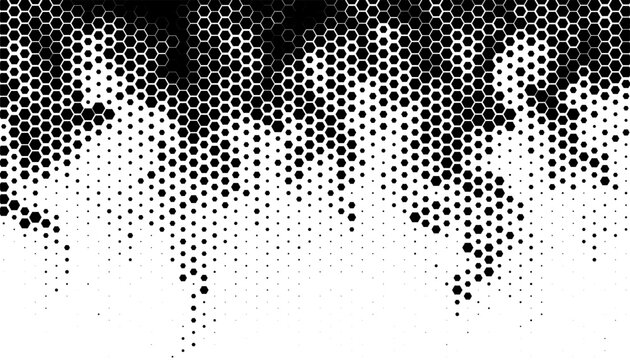 Black and white abstract geometric pattern with hexagon shape made halftone motion effect with smooth transition. For modern background and jersey design. Vector Format Illustration 