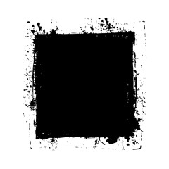 Black square texture mask with a distressed border, ideal for graphic design and photo editing overlays.