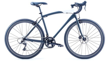 Fototapeta premium Sleek blue and white road bike with drop handlebars against white backdrop