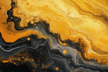 Abstract swirls in gold, black, and grey create a fluid marble effect. It's ideal for adding a luxurious touch to your design projects.