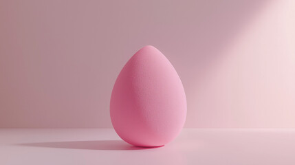 A makeup sponge on a pink background.
