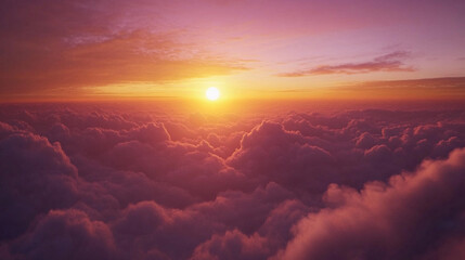 Fototapeta premium Serene Sunset Over a Sea of Clouds with Vibrant Colors and Soft Light, Evoking Tranquility