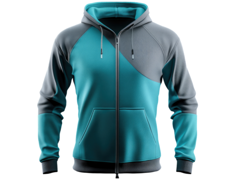 Stylish zip-up hoodie with color block design