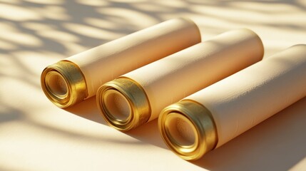 Fototapeta premium Golden Scrolls Illuminated by Soft Light Elegant and Timeless Design Elements for Artistic and