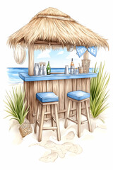 Fototapeta premium Beach Bar Hut, Seaside Drinks