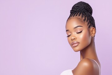 Beautiful african american woman with braided hair posing gracefully