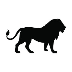 Obraz premium black lion silhouette vector illustration for wildlife branding, majestic animal designs, and creative art projects 