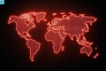 Obraz premium Red dot world map digital visualization graphic