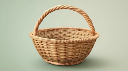 Obraz premium Woven Basket with Twisted Handle Perfect for Storage Decoration and Everyday Use