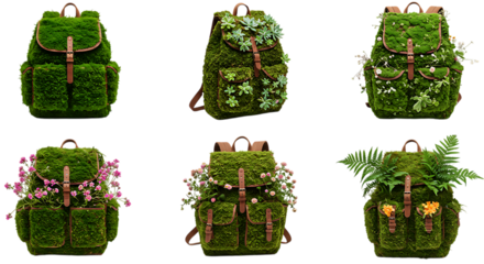 Unique Moss Covered Backpacks with Plants for Nature Inspired Fashion