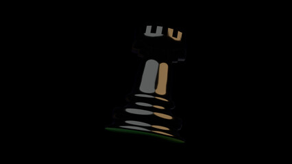 a black chess rook spins 