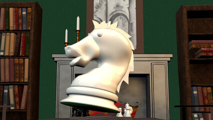 a white chess knight spins  © oxana