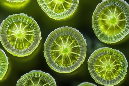 Closeup of vivid green Acetabularia, mermaid's wineglass algae. Great for nature, science, or unique textured background use.
