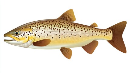 Fototapeta premium Brown Trout Fish Aquatic Animal Detailed Illustration Wildlife Nature Seafood Fishing Ri