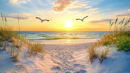 Serene beach sunset vista